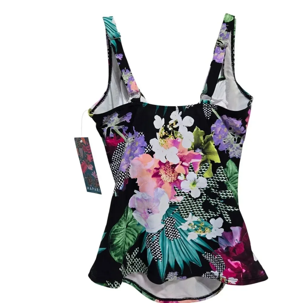 Hapari Halter Tankini Women Melbourne Tankini Top Sz M‎ 8-10 Scoop Tropical READ